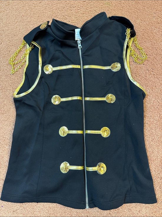 Weissman Other - Weissman Black Costume Vest with Gold Trim and Chain Epaulettes
